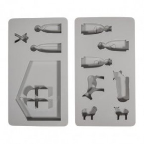 Silikon Gießform Krippe, 2teilige Form mit 11 Formen, Box