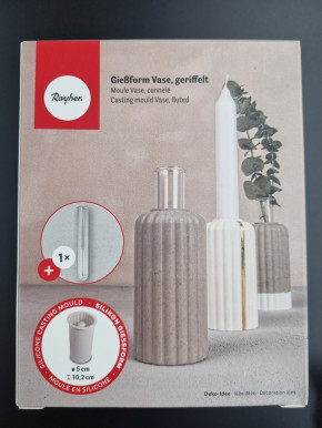 Silikon Gießform Vase geriffelt,  Box, Ø5 cm x 10,2 cm hoch