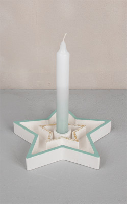 Silikon Gießform Kerzenständer Stern 18,5x18,5x2,5cm, inkl.3x5 Schablonen