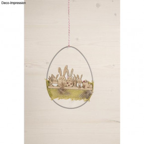 Holzleiste Osterhasen, FSC Mix Credit 14,2x7,4cm, SB-Btl. 1Stück, natur