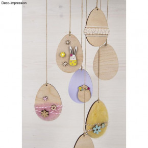 Holz Streuteile Ostern, FSC Mix Credit 1,7-6cm, sortiert, SB-Btl. 14Stück, natur
