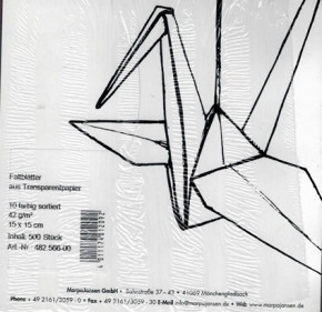 Faltblätter aus Transparentpapier 10-farbig sortiert, 42g/m², 15x15cm, 500 Stück