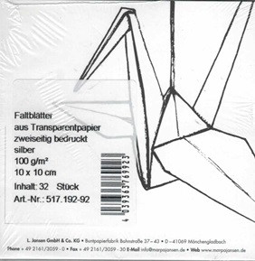 Faltbl. Transparentp. silber, zweiseitig bedruckt, 100g/m², 10x10cm, 32Stück