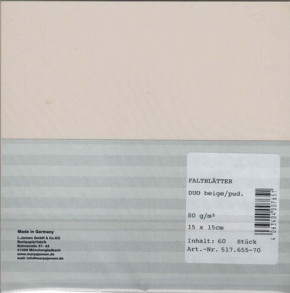 Duo-Color-Faltblätter, Farbiges Faltblätterpapier m.unterschiedlichen Vorder-u. Rückseiten 2-farbig, Beige/Pud., 80g/m², 15x15cm, 60Blatt