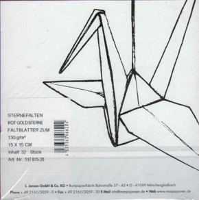 Faltpapier Rot Goldenesterne,130g/m², 15x15cm, 32Blatt