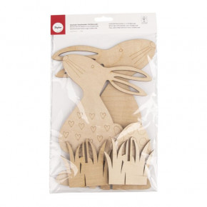 Holzmotiv Osterfreunde m. Ei, FSCMixCred 5-teilig, ca. 19,5x27,5cm, SB-Btl 1Set, natur