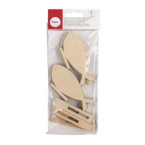 Holzmotive Fisch, FSC Mix Credit 10x4,4cm, z. Stellen,12-tlg, SB-Btl 1Set, natur