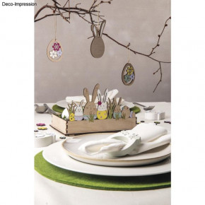 Holztablett Osterhasen, FSC Mix Credit 20x12x12,5cm, SB-Btl. 1Set, natur