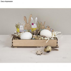 Holztablett Osterhasen, FSC Mix Credit 20x12x12,5cm, SB-Btl. 1Set, natur