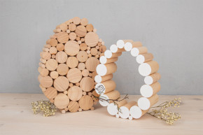 Holz Rundstäbe Set, FSC 100% Ø 1-4cm, H5,5-6,5cm 99St, natur