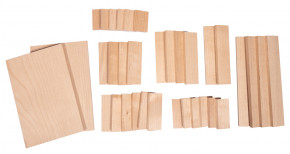 Holz Set Klötzchen+Platten, FSC 100%, Mini, sortiert, 34Teile, 1Set, natur