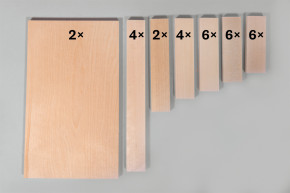 Holz Set Klötzchen+Platten, FSC 100%, sortiert, 30Teile, 1Set, natur