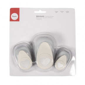 Motivstanzer Set: Herzen 1,6cm+2,54cm+3,81cm, SB-Blister 3Stück