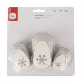 Motivstanzer Set: Schneeflocken 1,6cm+2,54cm+3,81cm, SB-Blister 3Stück