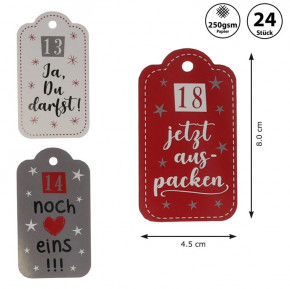 Anhänger Adventskalender 1-24, Sprüche, SB-Btl. 24Stück