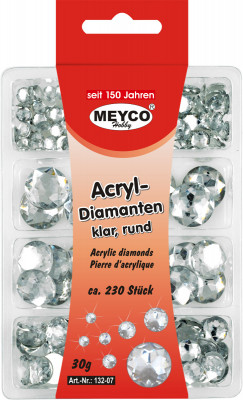 Acryl- Diamanten- Set, klar, rund