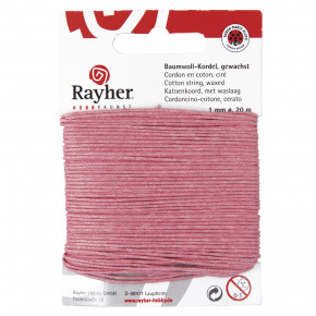 Baumwollkordel, gewachst, 1mm, SB-Karte 20 m-rose