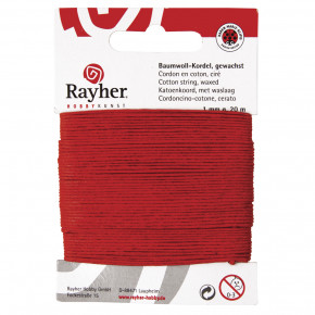 Baumwollkordel, gewachst, 1mm, SB-Karte 20 m-rot