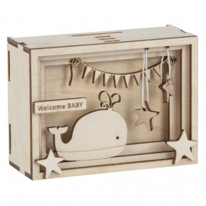 Holz 3D Geschenkbox Baby, 11,5x8,5x5cm, 15tlg. Bausatz, Box 1Set, natur