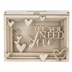 Holz 3D Geschenkbox Love, 11,5x8,5x5cm, 14tlg. Bausatz, Box 1Set, natur