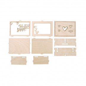 Holz 3D Geschenkbox Love, 11,5x8,5x5cm, 14tlg. Bausatz, Box 1Set, natur