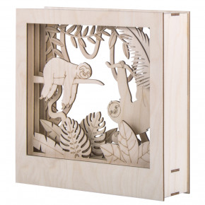 Holzbaus. 3D-Motivr. Faultier, FSC 100% 24x24x6,5cm, 11-tlg. , Box 1Set, natur