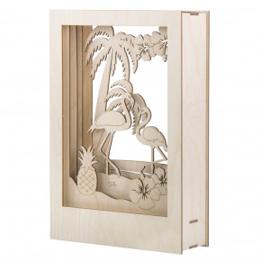Holzbaus. 3D-Motivr. Flamingo, FSC 100% 20x30x6,7cm, 10-tlg. , Box 1Set, natur
