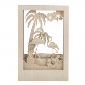 Holzbaus. 3D-Motivr. Flamingo, FSC 100% 20x30x6,7cm, 10-tlg. , Box 1Set, natur