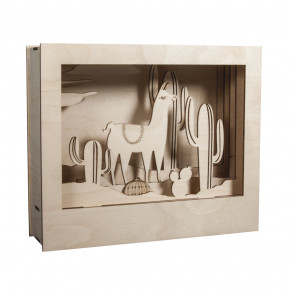 Holzbaus. 3D-Motivrahmen Lama, FSC 100% 24x20x6,9cm, 10-tlg. , Box 1Set, natur