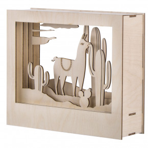 Holzbaus. 3D-Motivrahmen Lama, FSC 100% 24x20x6,9cm, 10-tlg. , Box 1Set, natur