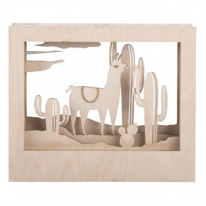 Holzbaus. 3D-Motivrahmen Lama, FSC 100% 24x20x6,9cm, 10-tlg. , Box 1Set, natur