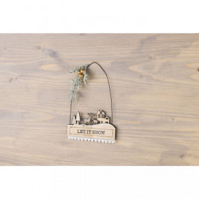 Holzdeko m. Schrift LET IT SNOW Holzdeko m. Schrift LET IT SNOW, 11x6,2cm, 2-tlg., SB-Btl 1Stück