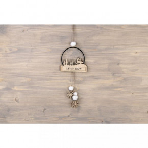 Holzdeko m. Schrift LET IT SNOW Holzdeko m. Schrift LET IT SNOW, 11x6,2cm, 2-tlg., SB-Btl 1Stück
