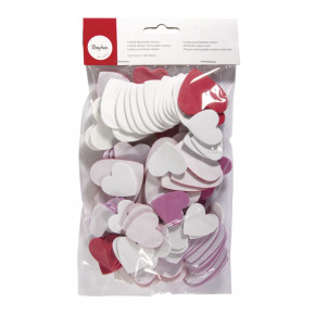 Moosgummi Stanzteile Herzen 2,8-4,2cm,selbstklebend, SB-Btl 100 Stück, bunt