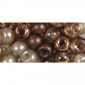 Rocailles-Mix mit Großloch, 5,5mm, Loch ø2mm, Dose 80Stück-nougat