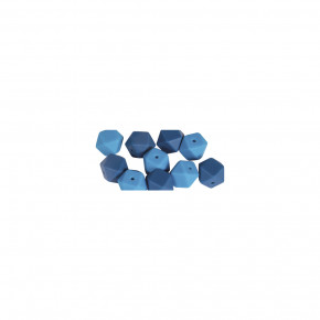 Silikonperlen Hexagon, 14mm ø SB-Btl 10Stück-blau
