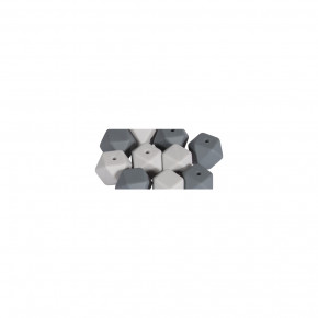 Silikonperlen Hexagon, 14mm ø SB-Btl 10Stück-grau