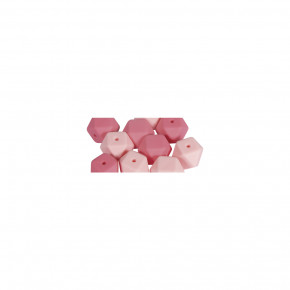 Silikonperlen Hexagon, 14mm ø SB-Btl 10Stück-rose